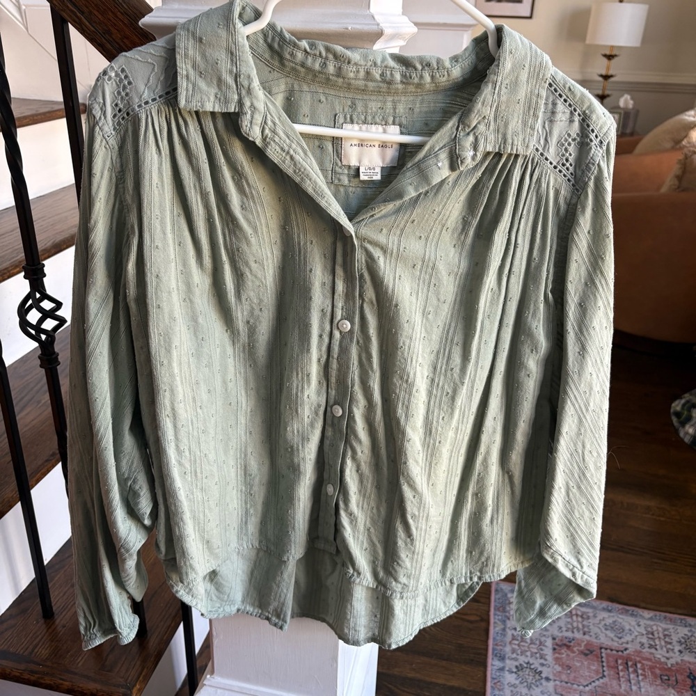 American Eagle Outfitters Sage Button-Up Blouse - Picture 4 of 9